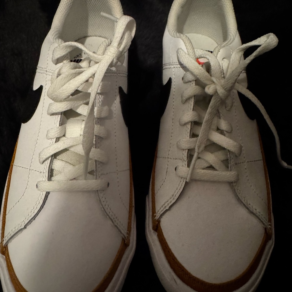 Nike White Sneakers with Black and Brown Accents